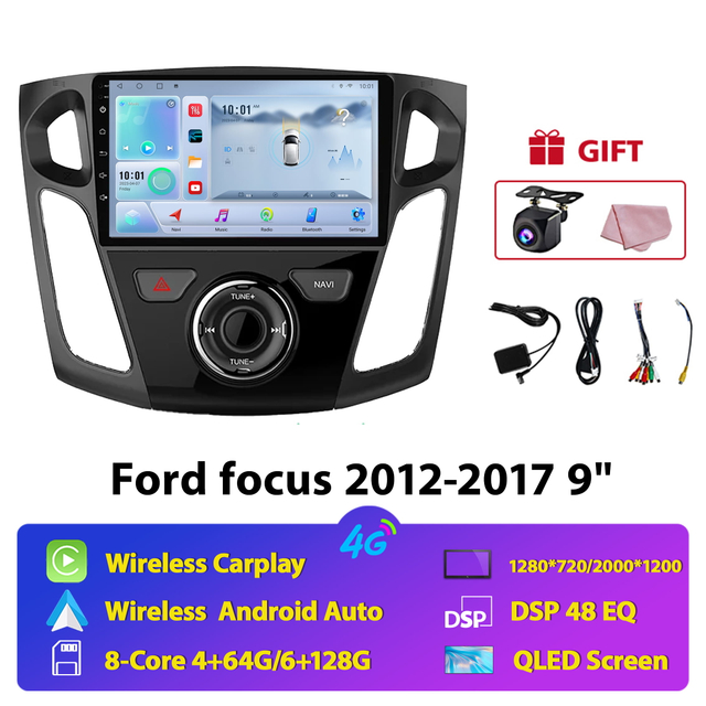 NUINOO FORD 2012-2017 FOCUS (9INCH, Real Buttons) Bluetooth Radio System for Car